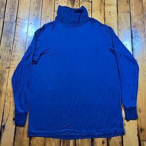 Vintage LL Bean Men’s XL Tall 100% Silk Turtleneck Navy Blue Long Sleeve